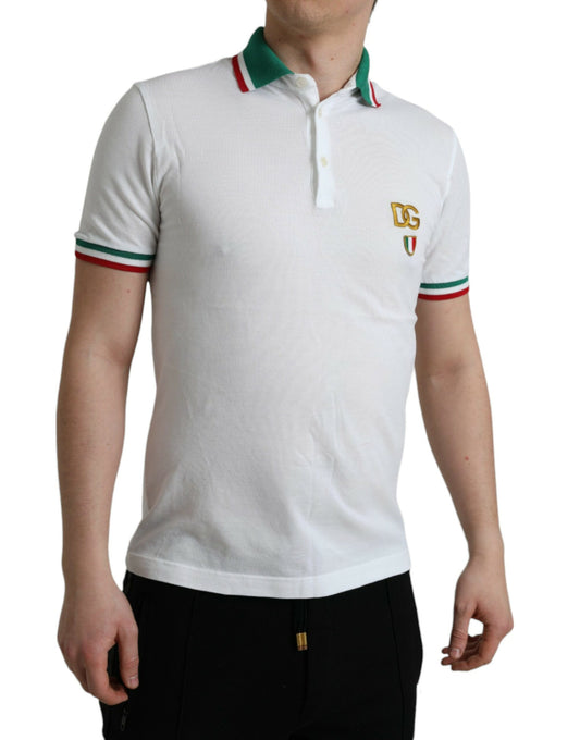 Elegant White Cotton Polo T-Shirt