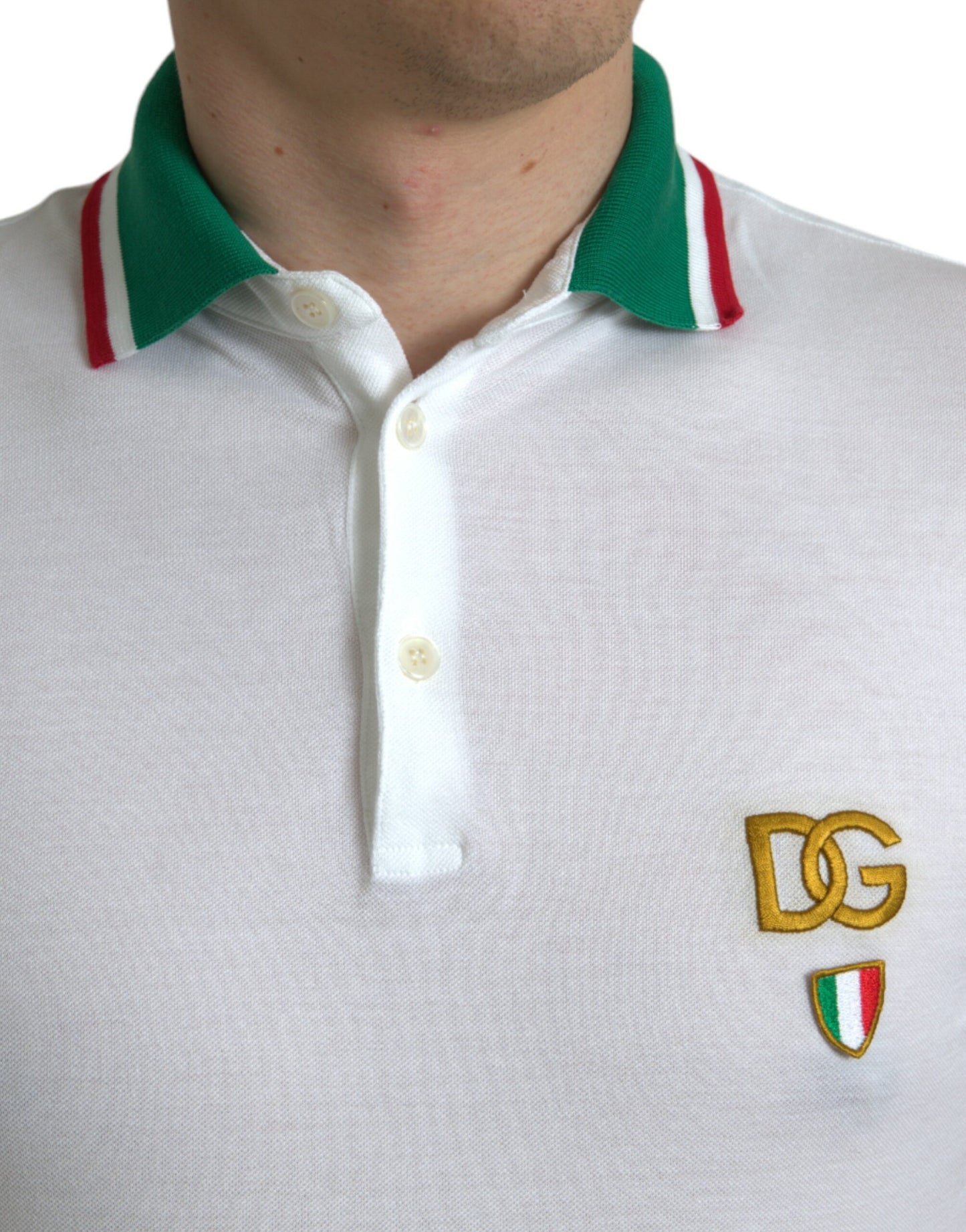 Elegant White Cotton Polo T-Shirt