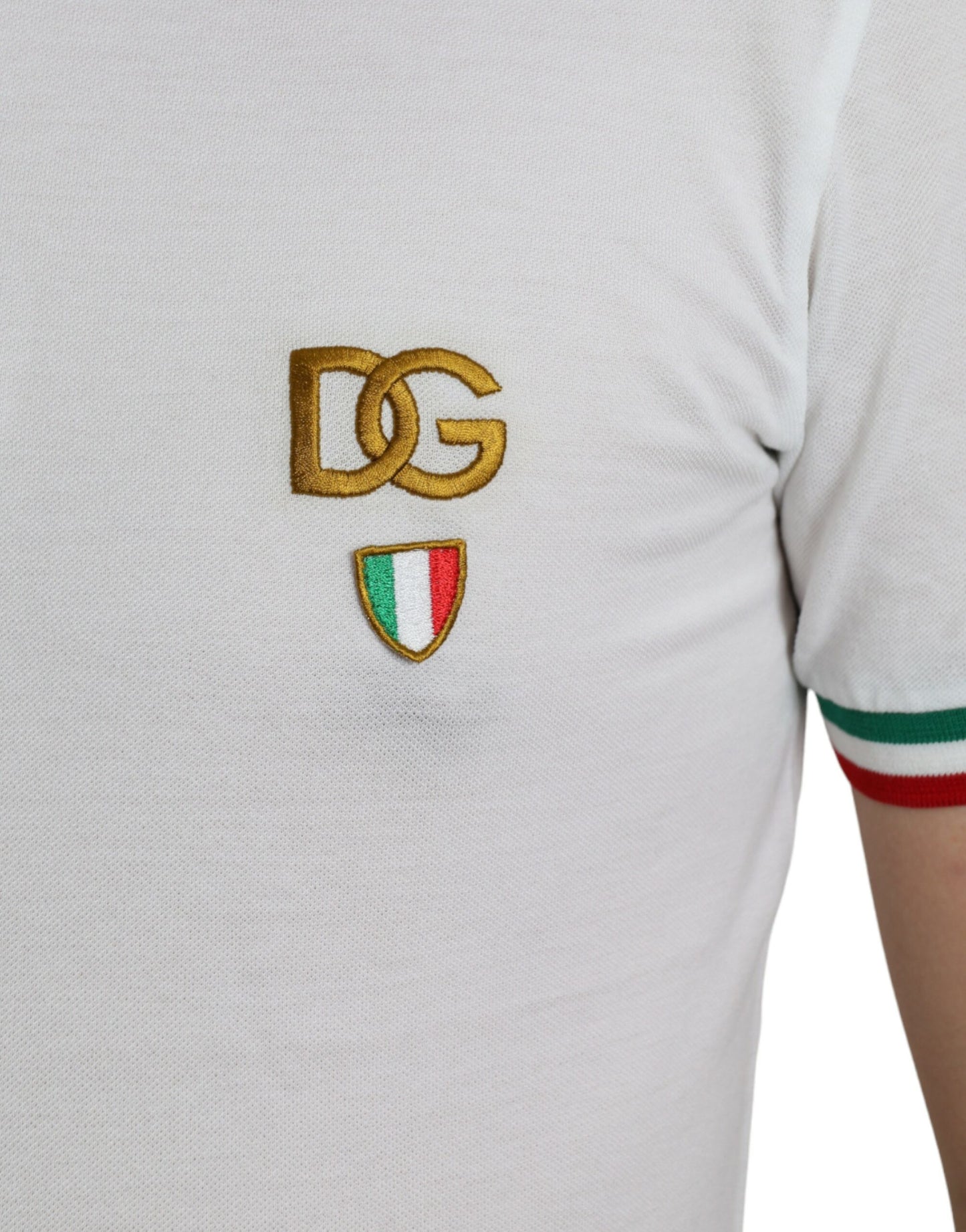 Elegant White Cotton Polo T-Shirt