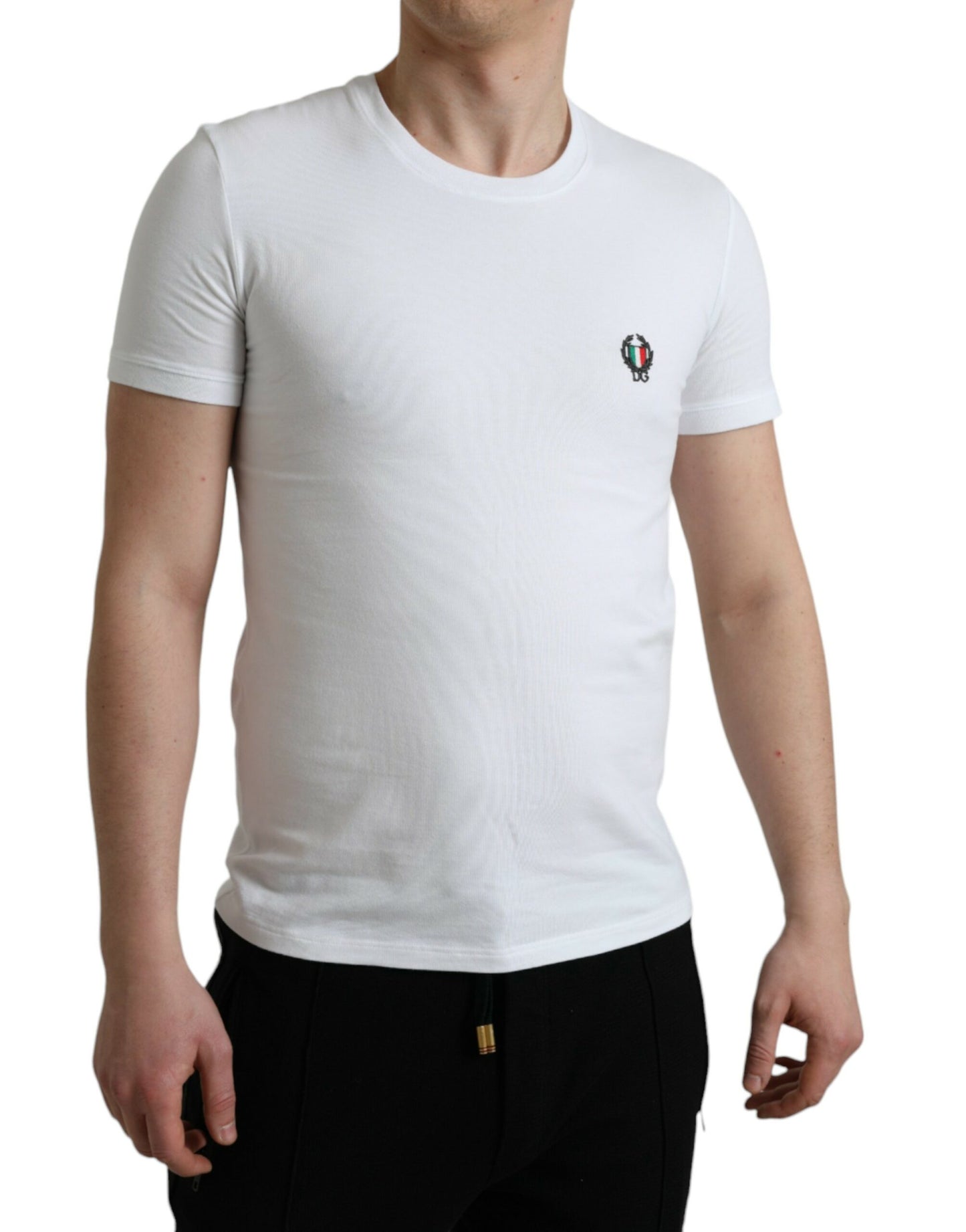 Elegant White Logo Crest Tee