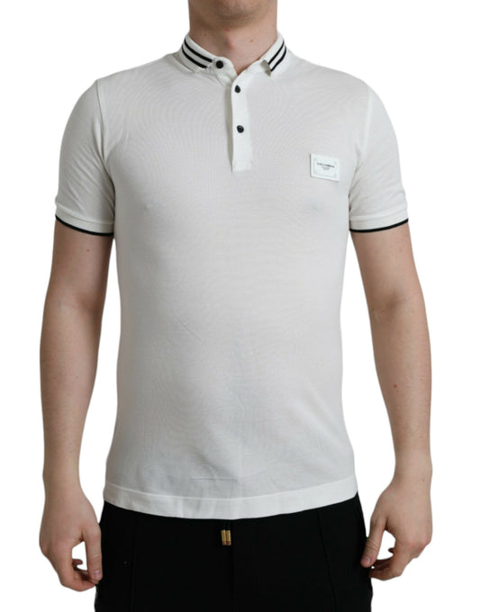 Elegant White Cotton Polo T-Shirt