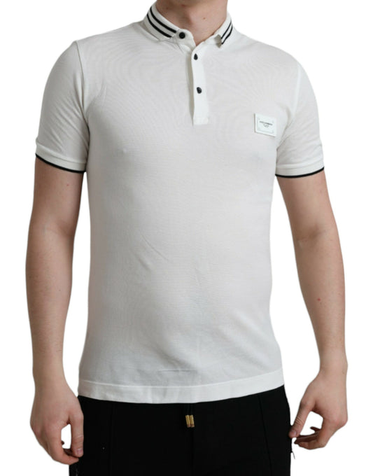 Elegant White Cotton Polo T-Shirt