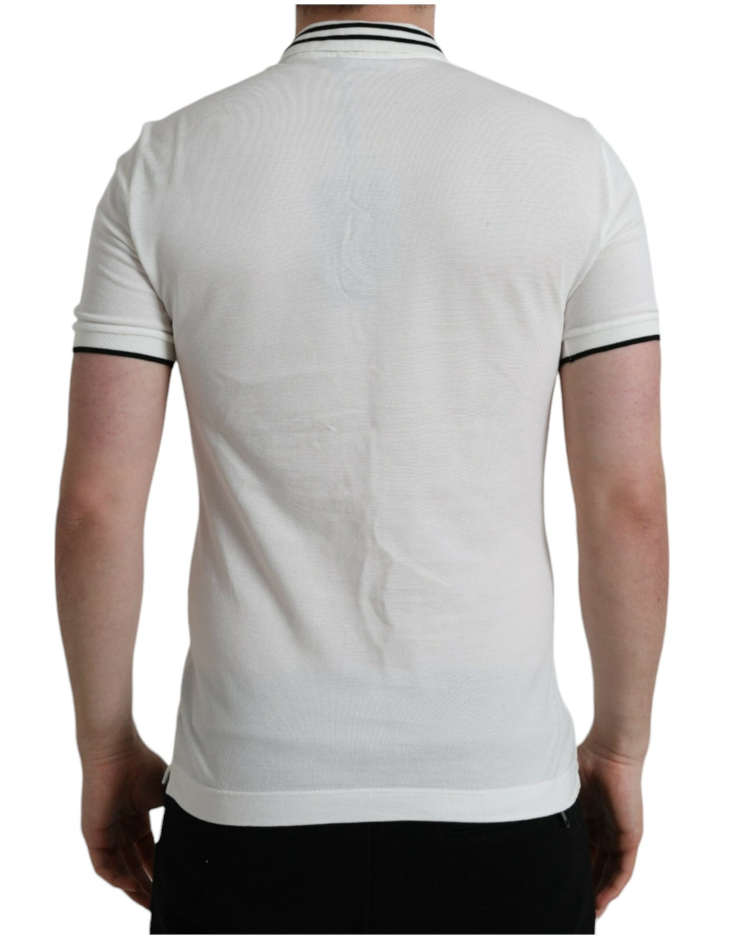 Elegant White Cotton Polo T-Shirt