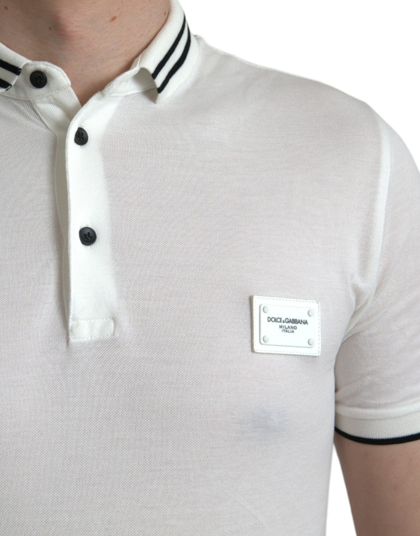 Elegant White Cotton Polo T-Shirt