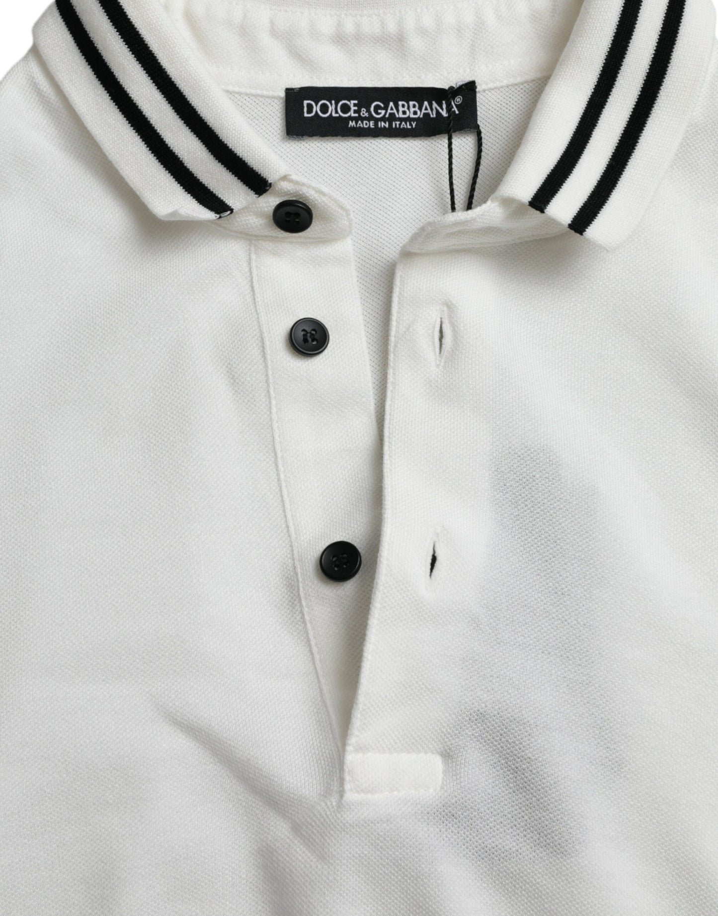 Elegant White Cotton Polo T-Shirt