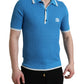 Elegant Blue Cotton Blend Polo T-shirt
