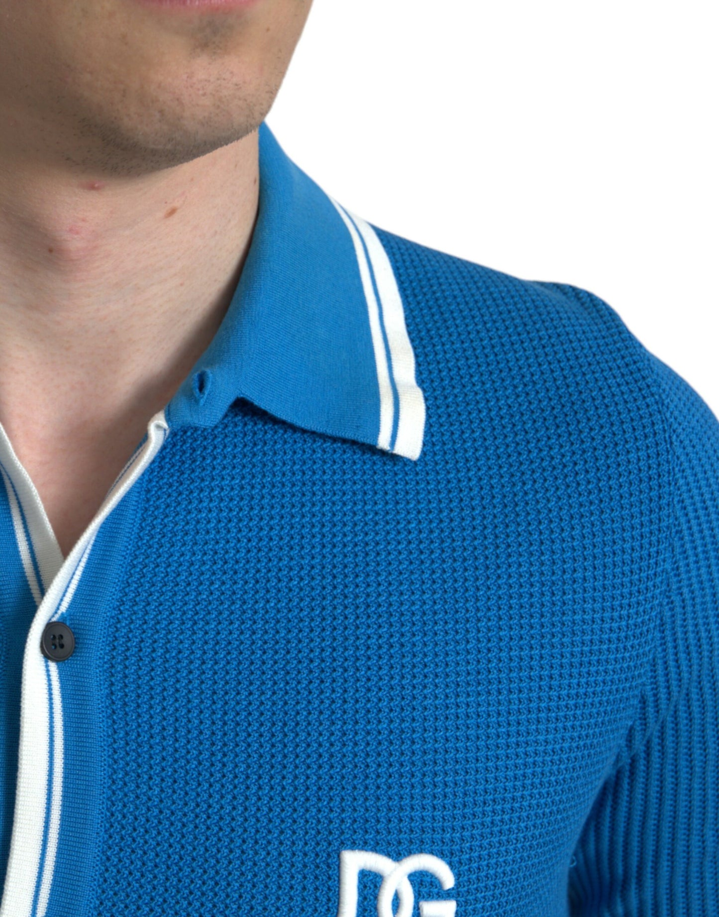 Elegant Blue Cotton Blend Polo T-shirt