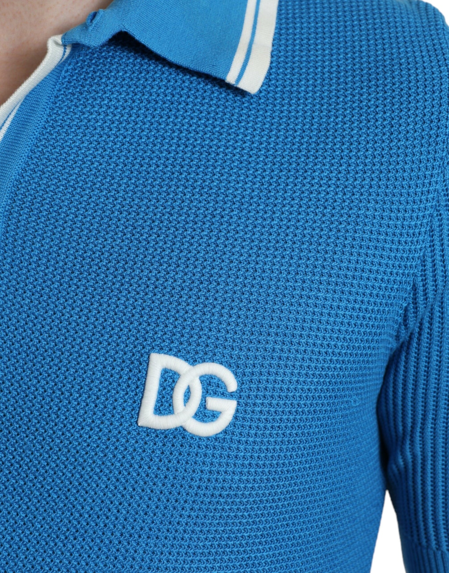 Elegant Blue Cotton Blend Polo T-shirt