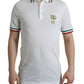 Elegant White Cotton Polo with Logo Detail