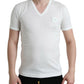 Chic White V-Neck Logo Tee