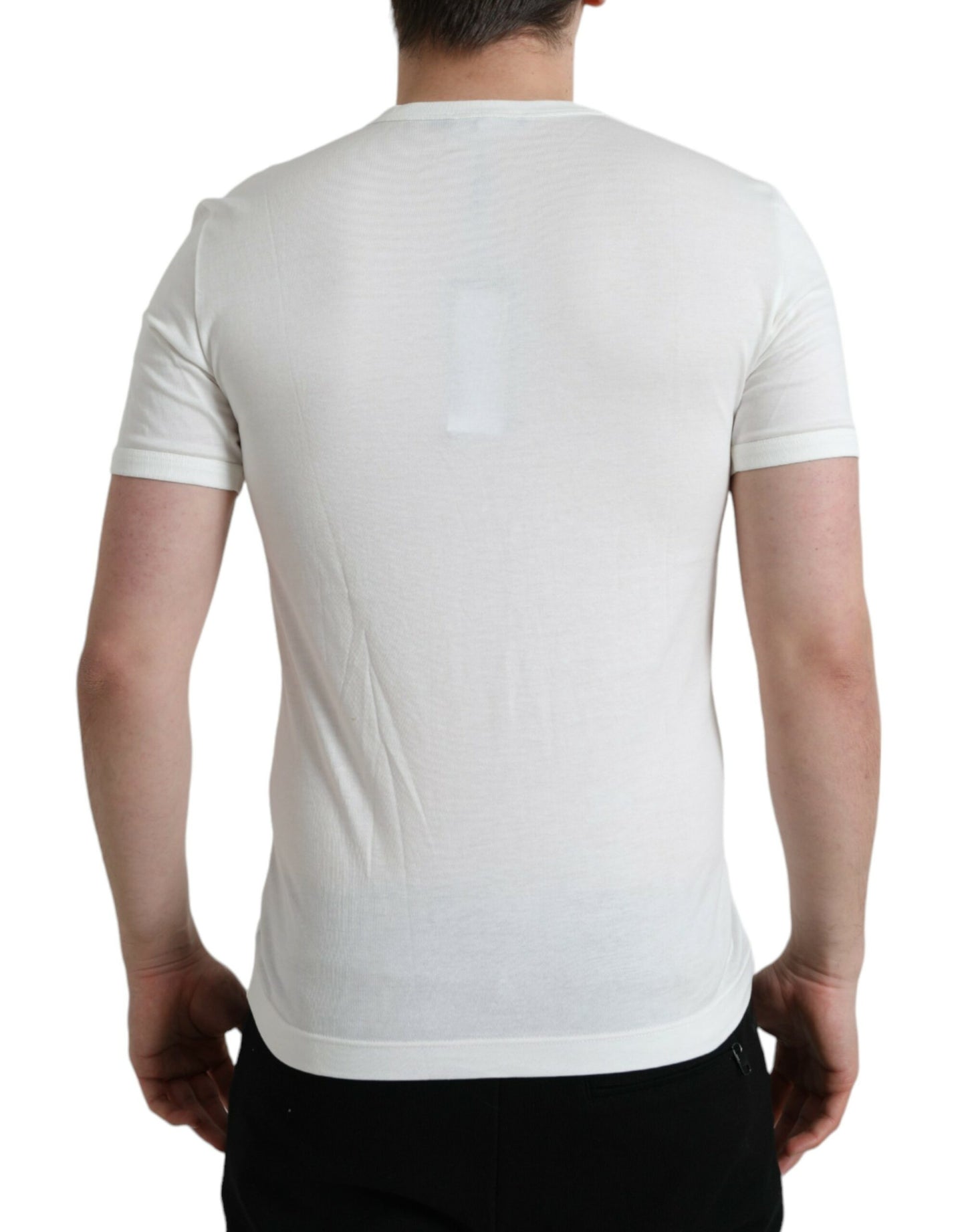 Chic White V-Neck Logo Tee