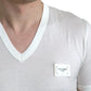 Chic White V-Neck Logo Tee