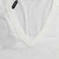 Chic White V-Neck Logo Tee