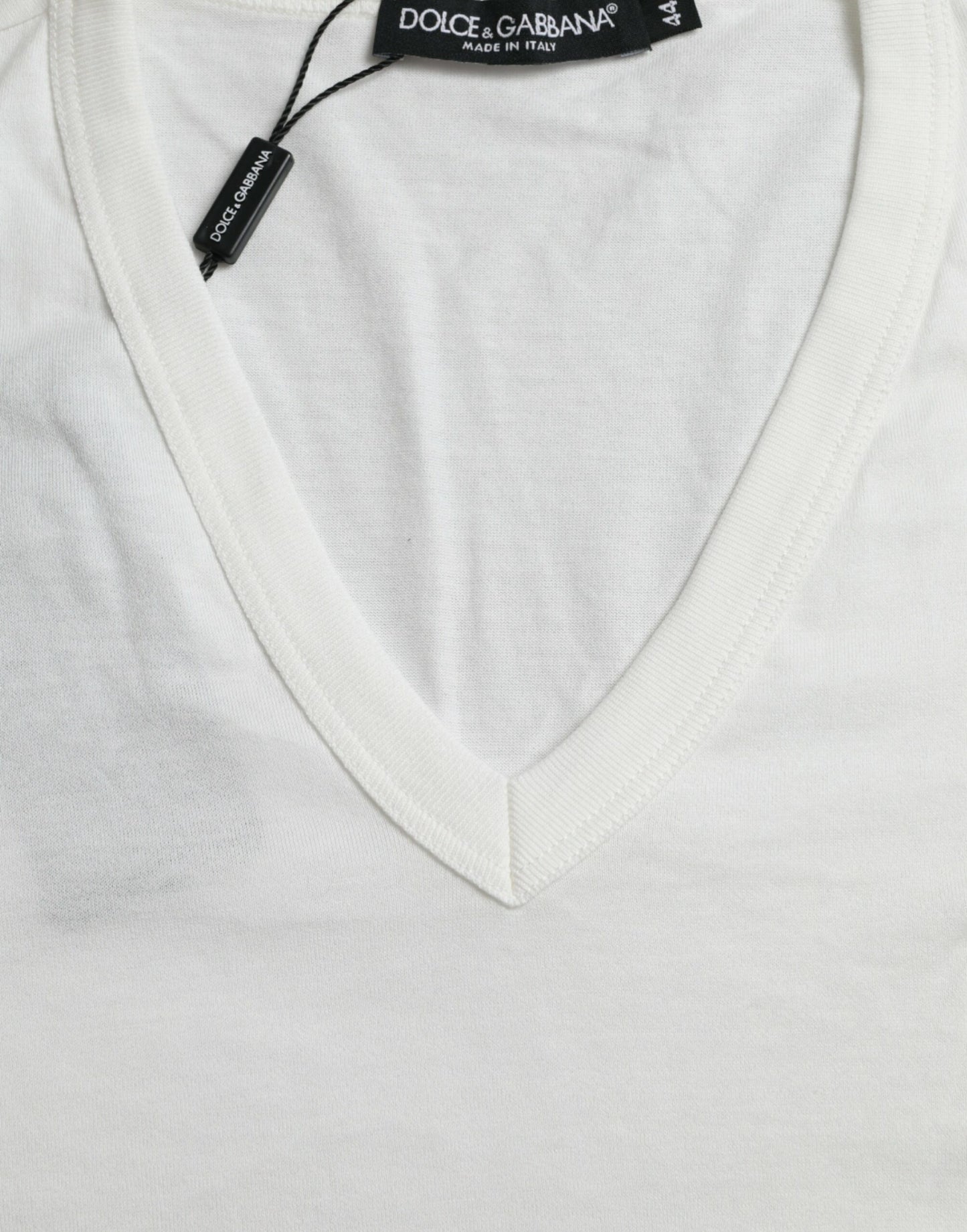 Chic White V-Neck Logo Tee