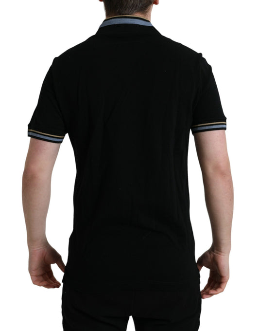 Elegant Black V-Neck Polo Tee