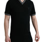 Elegant Black V-Neck Polo Tee