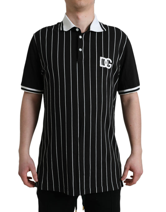 Elegant Striped Cotton Polo T-Shirt