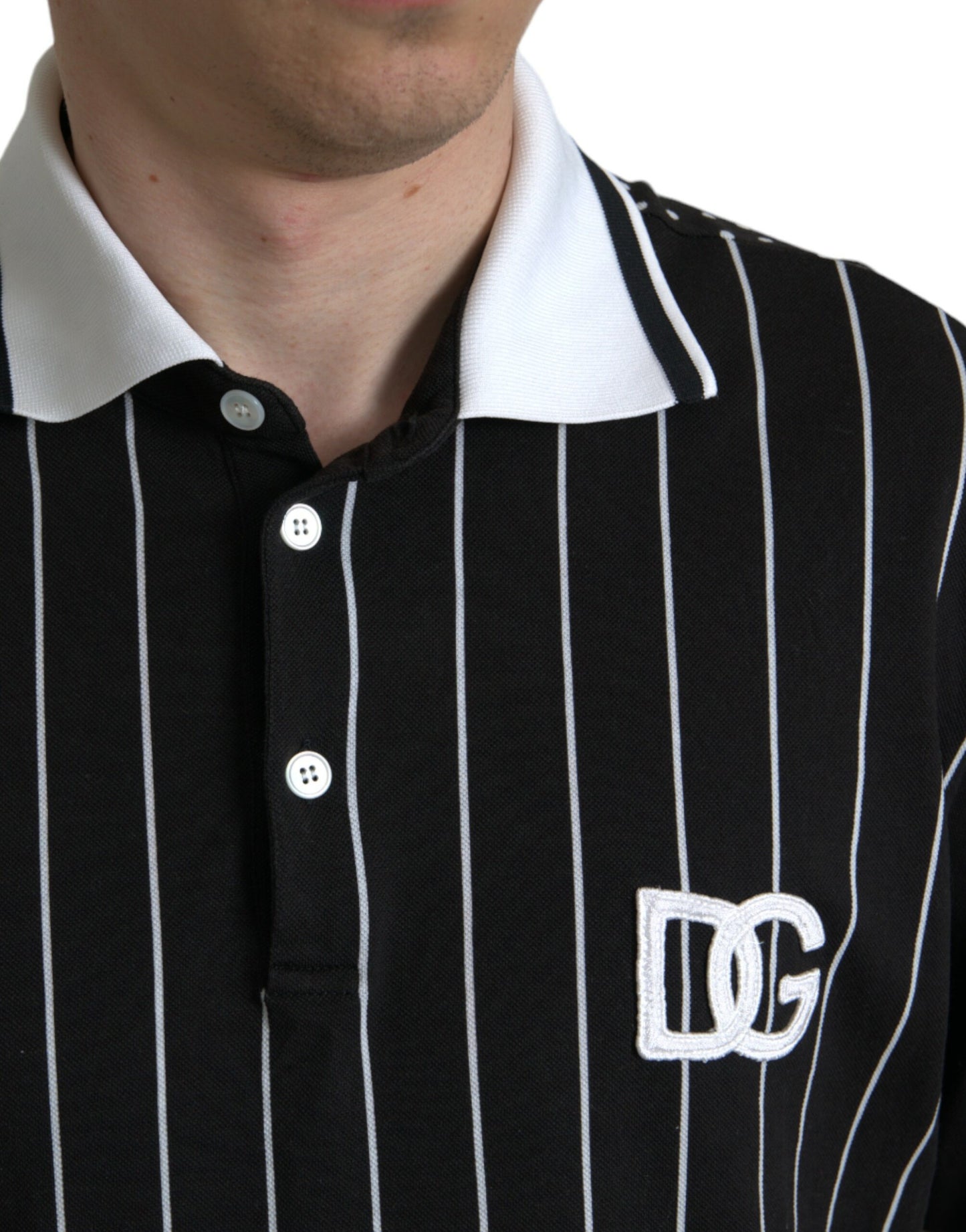 Elegant Striped Cotton Polo T-Shirt