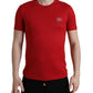 Stunning Crew Neck Logo Tee in Red