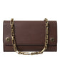 Elegant Brown Leather Shoulder Bag with Gold Detailing