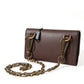 Elegant Brown Leather Shoulder Bag with Gold Detailing