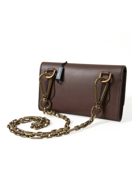 Elegant Brown Leather Shoulder Bag with Gold Detailing
