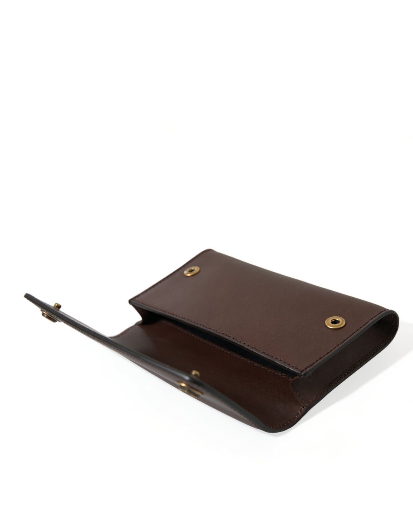 Elegant Brown Leather Shoulder Bag with Gold Detailing