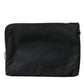 Elegant Black Nylon Clutch with Crown Print