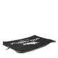 Elegant Black Nylon Clutch with Crown Print