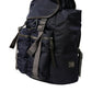 Elegant Blue Nylon Leather Backpack