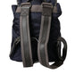 Elegant Blue Nylon Leather Backpack