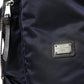 Elegant Blue Nylon Leather Backpack