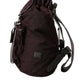 Elegant Maroon Nylon Leather Backpack