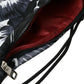 Elegant Black Leaf Print Nap Sack Bag