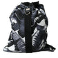 Elegant Black Leaf Print Nap Sack Bag