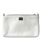 Embroidered Floral Leather Clutch with Chain Strap