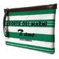 Elegant Striped Leather-Trim Pouch