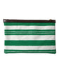 Elegant Striped Leather-Trim Pouch