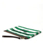 Elegant Striped Leather-Trim Pouch