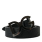 Elegant Black Leather Belt with Metal Buckle