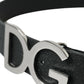 Elegant Black Leather Belt with Metal Buckle