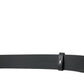 Elegant Black Leather Belt with Metal Buckle