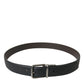 Elegant Black Leather Belt with Metal Buckle