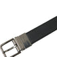 Elegant Black Leather Belt with Metal Buckle