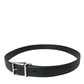Sleek Black Calf Leather Belt with Metal Buckle