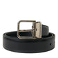 Elegant Black Calf Leather Belt