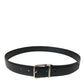 Elegant Black Calf Leather Belt