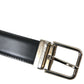 Elegant Black Calf Leather Belt