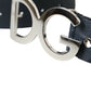 Elegant Blue Leather Belt with Metal Buckle