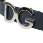 Elegant Blue Leather Belt with Metal Buckle